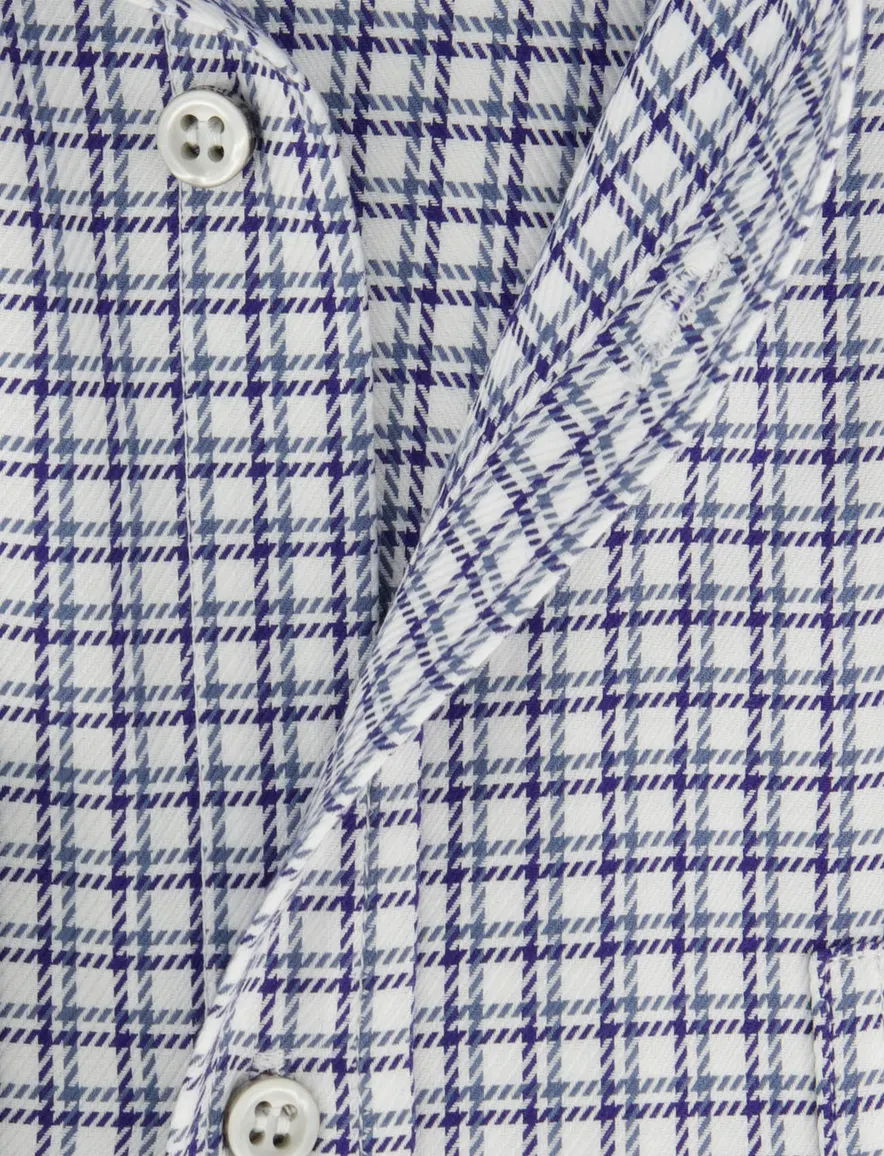 Paul & Shark wit overhemd met donkerblauw ruitpatroon