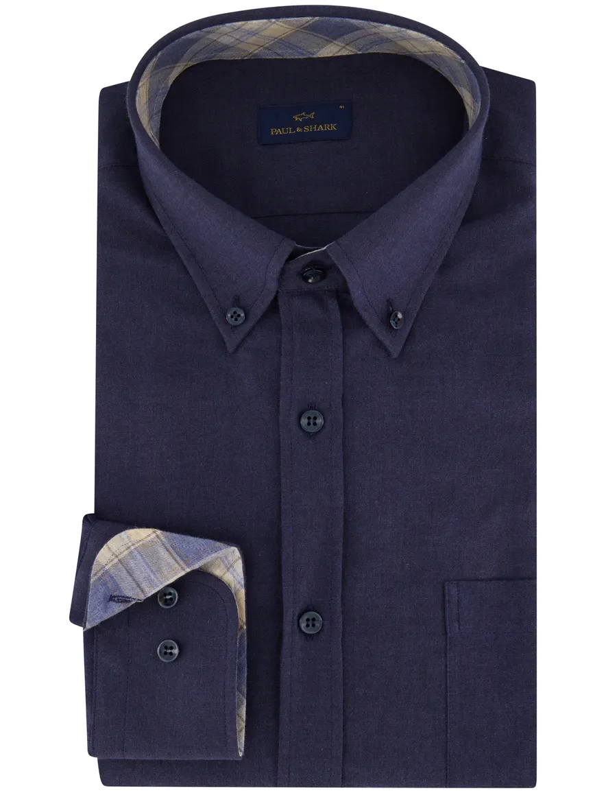 Paul & Shark overhemd donkerblauw gemêleerd