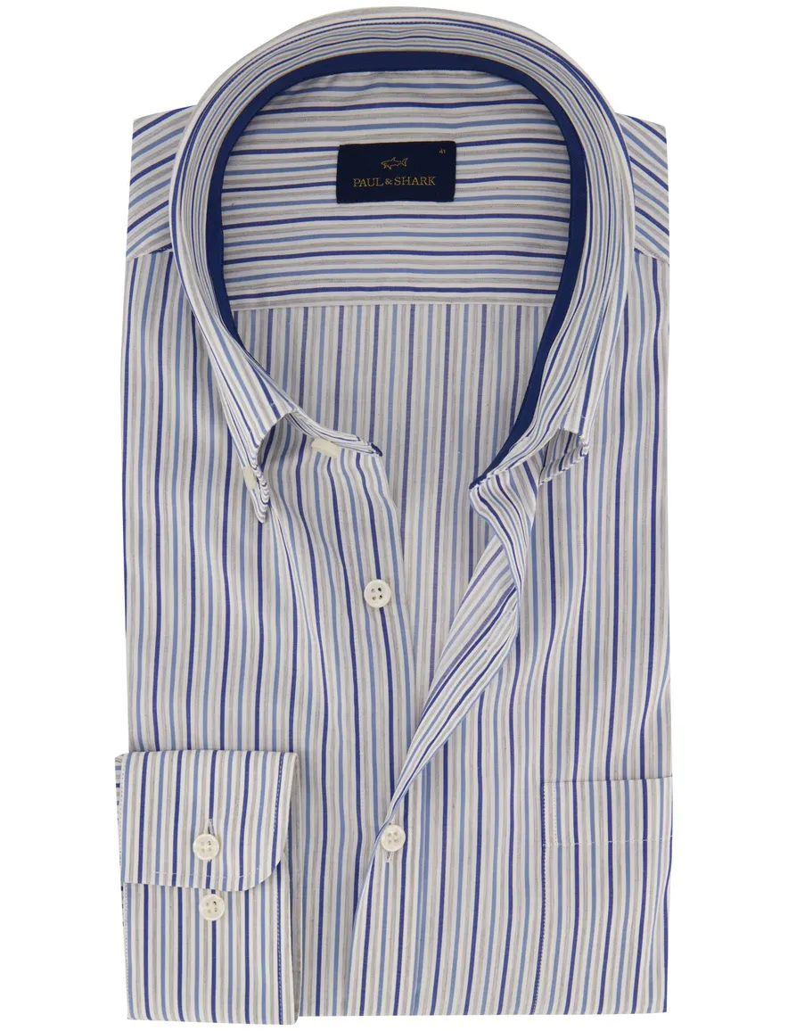 Paul & Shark overhemd blauw gestreept