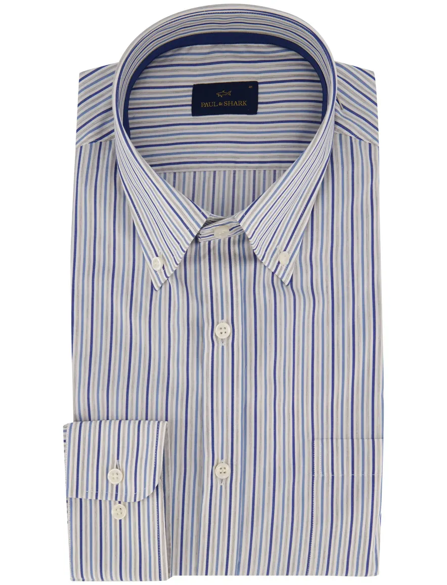Paul & Shark overhemd blauw gestreept