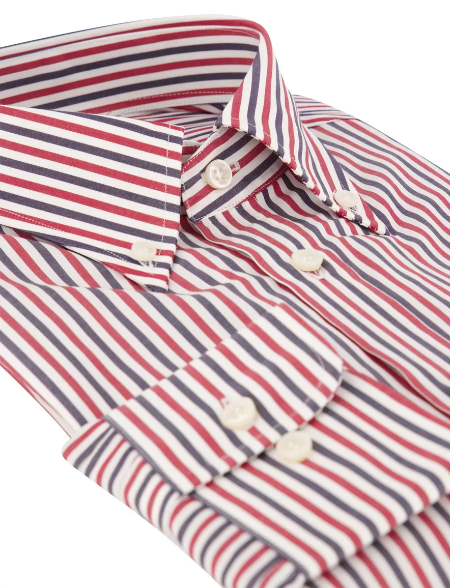 Paul & Shark overhemd rood, blauw en wit gestreept