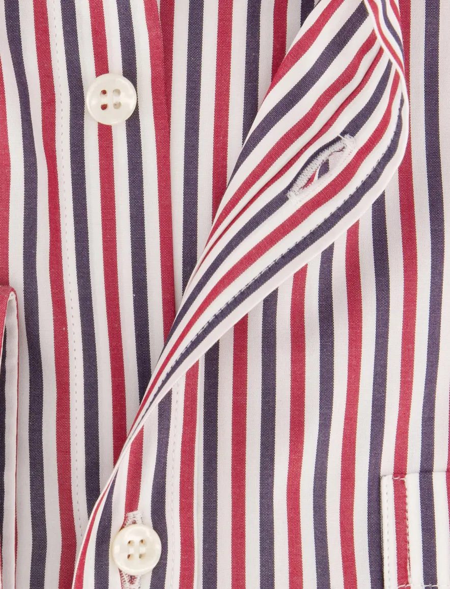 Paul & Shark overhemd rood, blauw en wit gestreept
