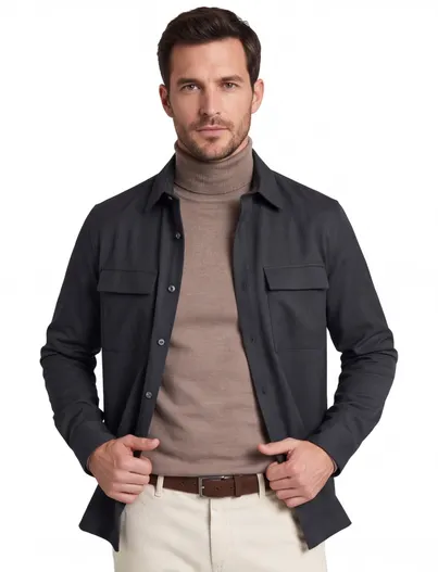 Paul & Shark Paul & Shark overshirt donkergroen gemêleerd water afstotend