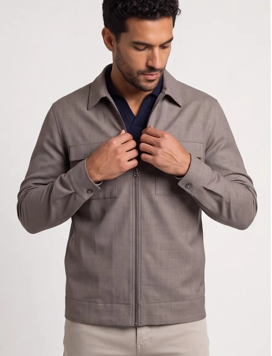 Paul & Shark gemêleerde overshirt bruin met borstzak