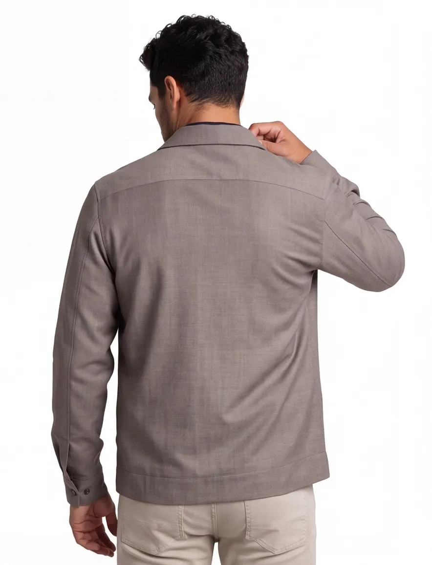 Paul & Shark gemêleerde overshirt bruin met borstzak