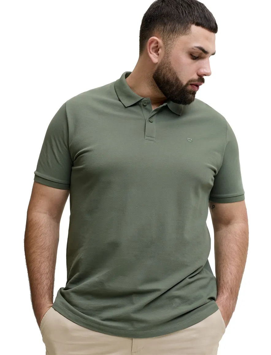Jack & Jones Plus Size poloshirt donkergroen pique