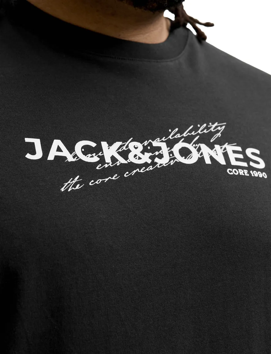 Jack & Jones Plus Size T-shirt ronde hals zwart opdruk