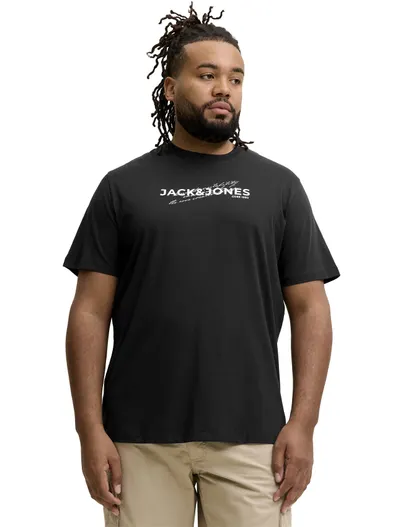 Jack & Jones Jack & Jones Plus Size T-shirt ronde hals zwart opdruk