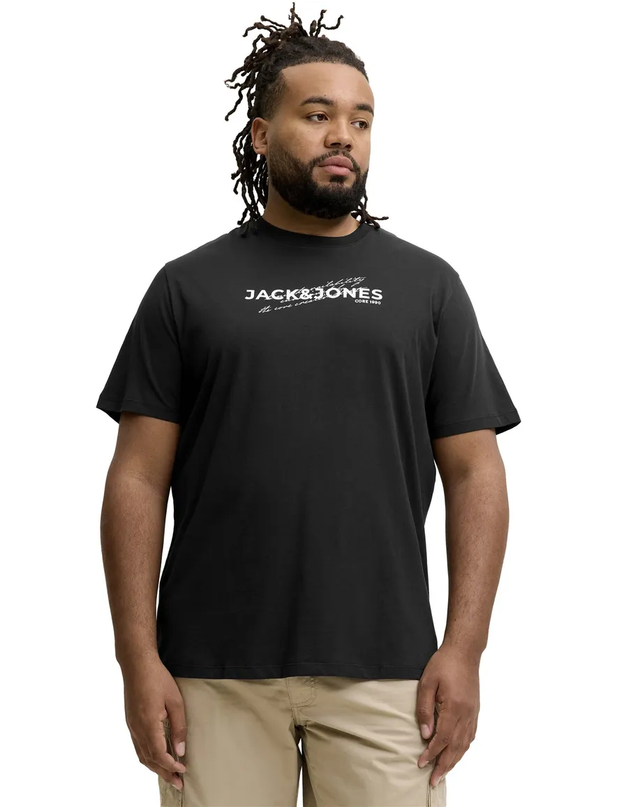 Jack & Jones Plus Size T-shirt ronde hals zwart opdruk