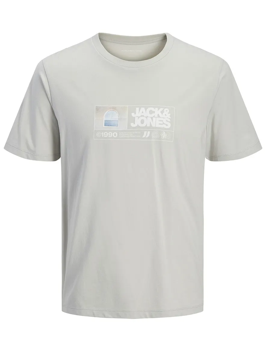 Jack & Jones Plus Size T-shirt ronde hals grijs met opdruk