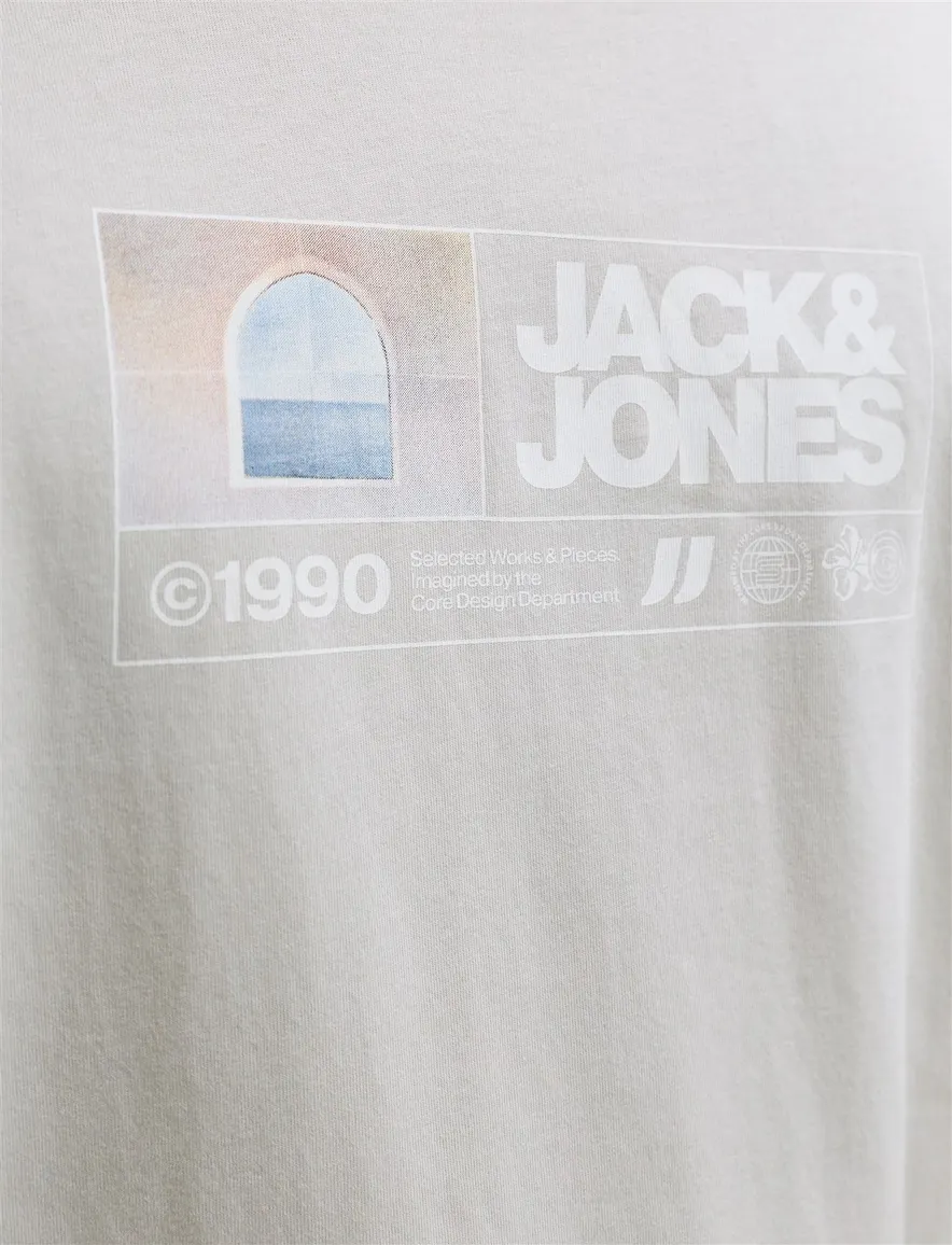 Jack & Jones Plus Size T-shirt ronde hals grijs met opdruk