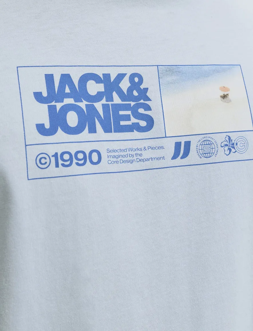 Jack & Jones Plus Size T-shirt lichtblauw met logo opdruk