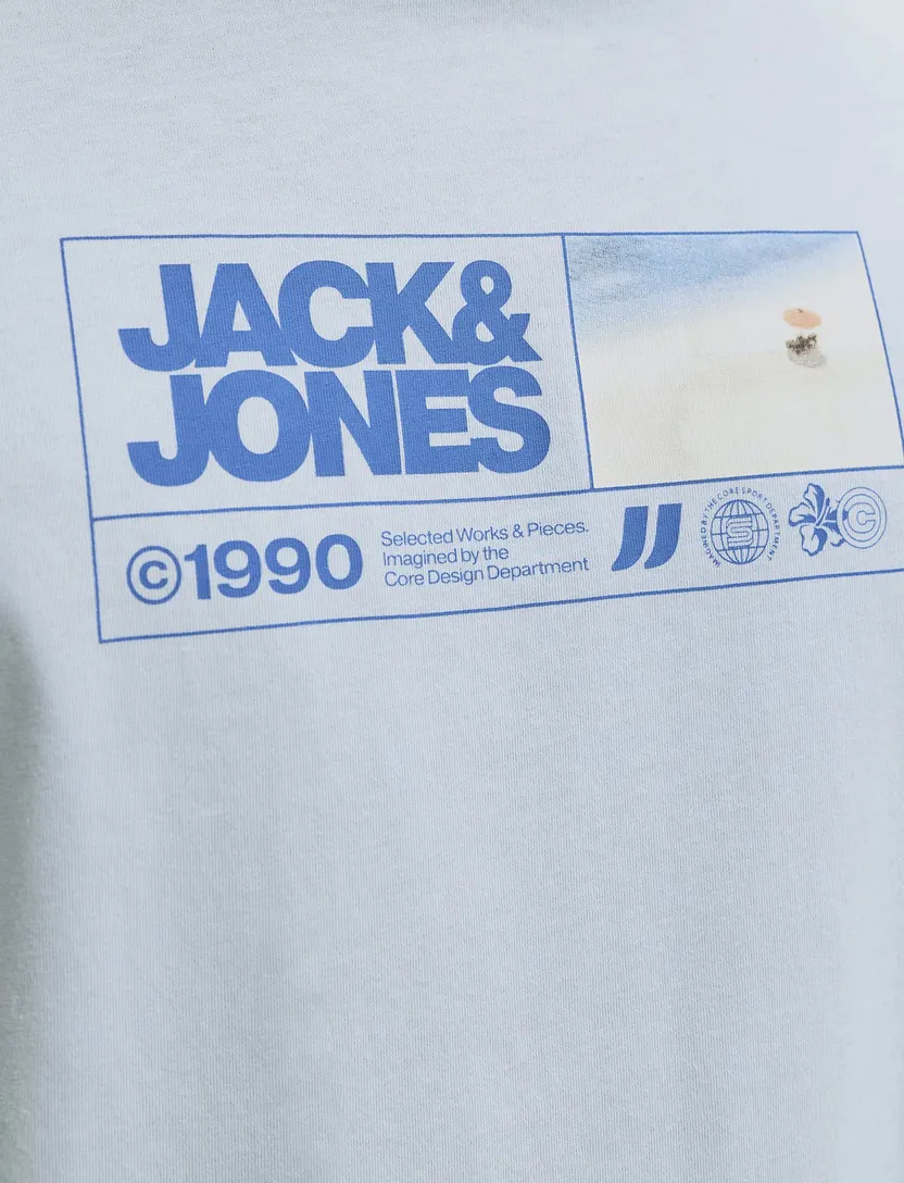 T-shirt Jack & Jones lichtblauw geprint