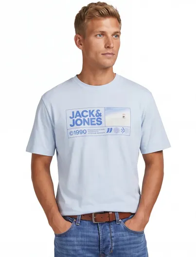 Jack & Jones Jack & Jones Plus Size T-shirt lichtblauw met logo opdruk