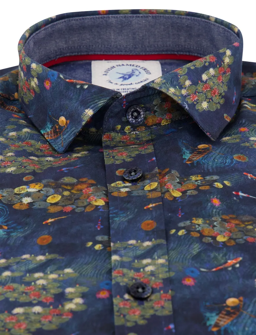 A Fish Named Fred donkerblauw overhemd