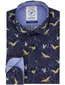 A Fish Named Fred overhemd donkerblauw geprint vogels