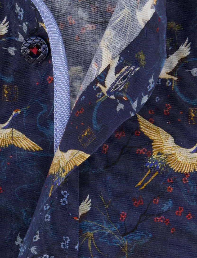 Overhemd A Fish Named Fred donkerblauw vogels