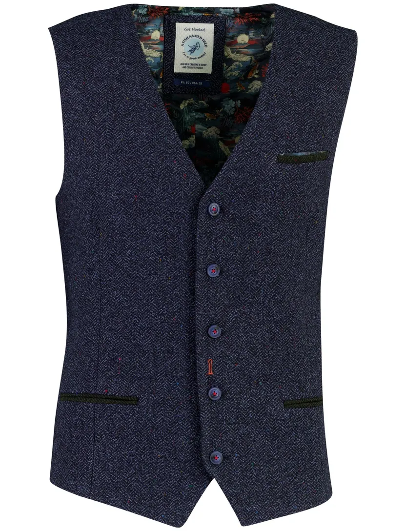 Gilet A Fish Named Fred donkerblauw gemeleerd