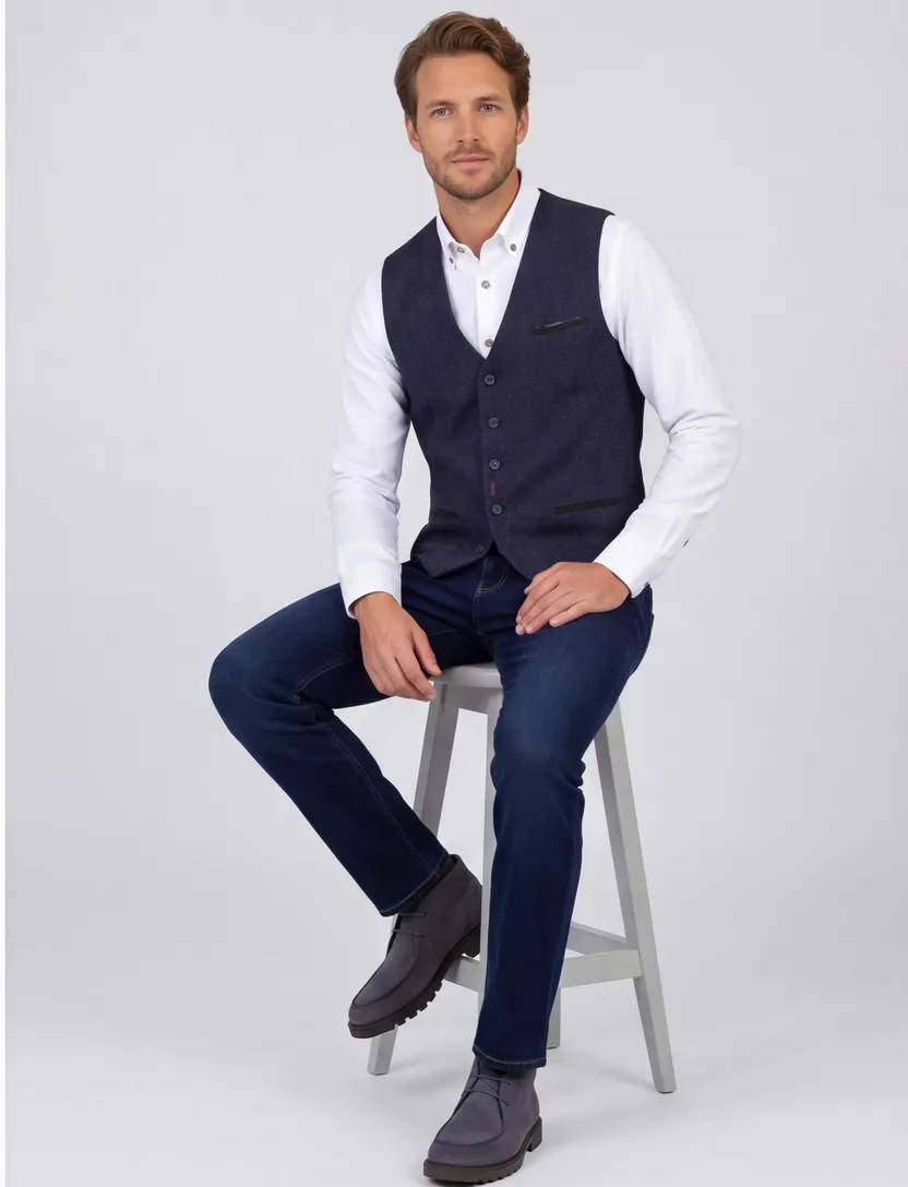Gilet A Fish Named Fred donkerblauw gemeleerd