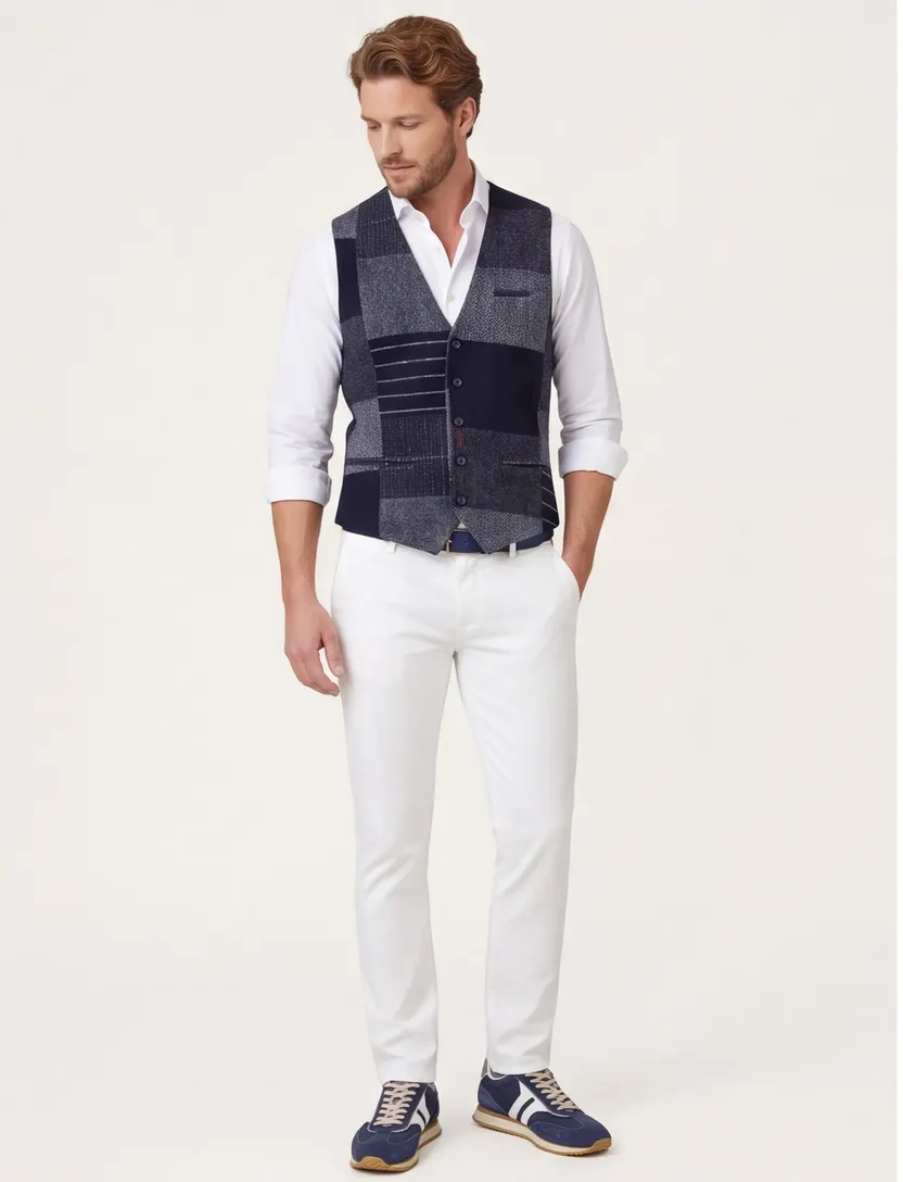 Gilet A Fish Named Fred donkerblauw gemeleerd