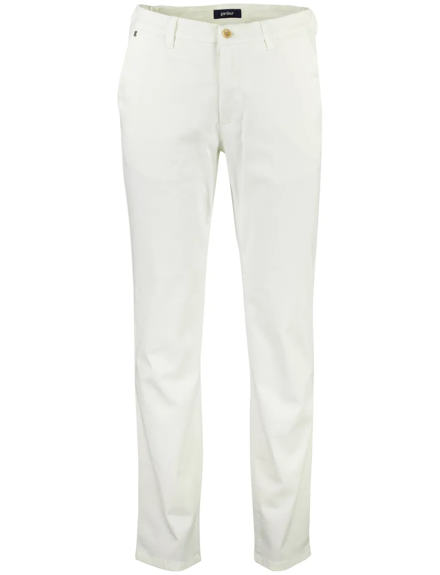 Broek Gardeur wit normale fit stretch