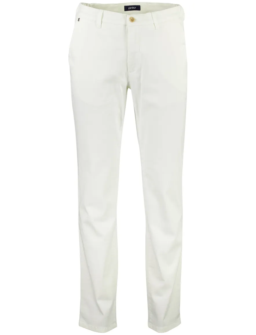 Broek Gardeur wit normale fit stretch