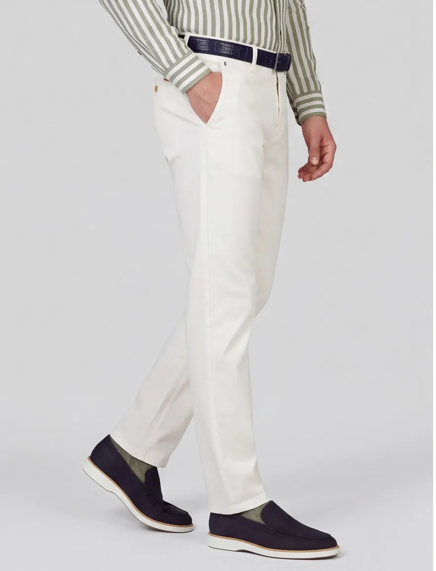 Broek Gardeur wit normale fit stretch