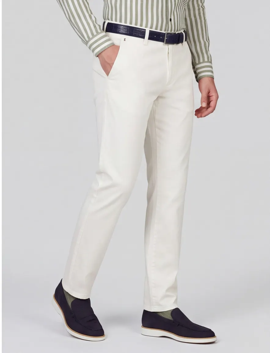 Broek Gardeur wit normale fit stretch