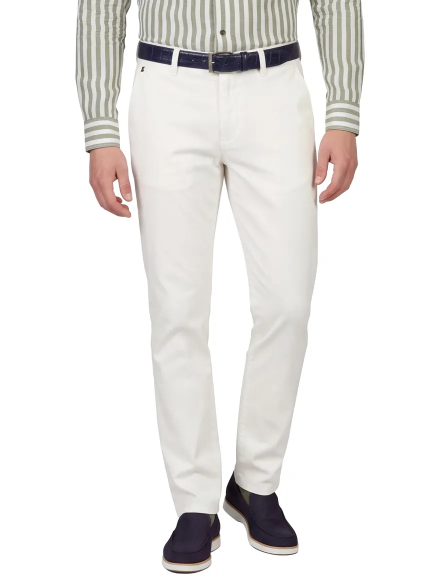 Broek Gardeur wit normale fit stretch