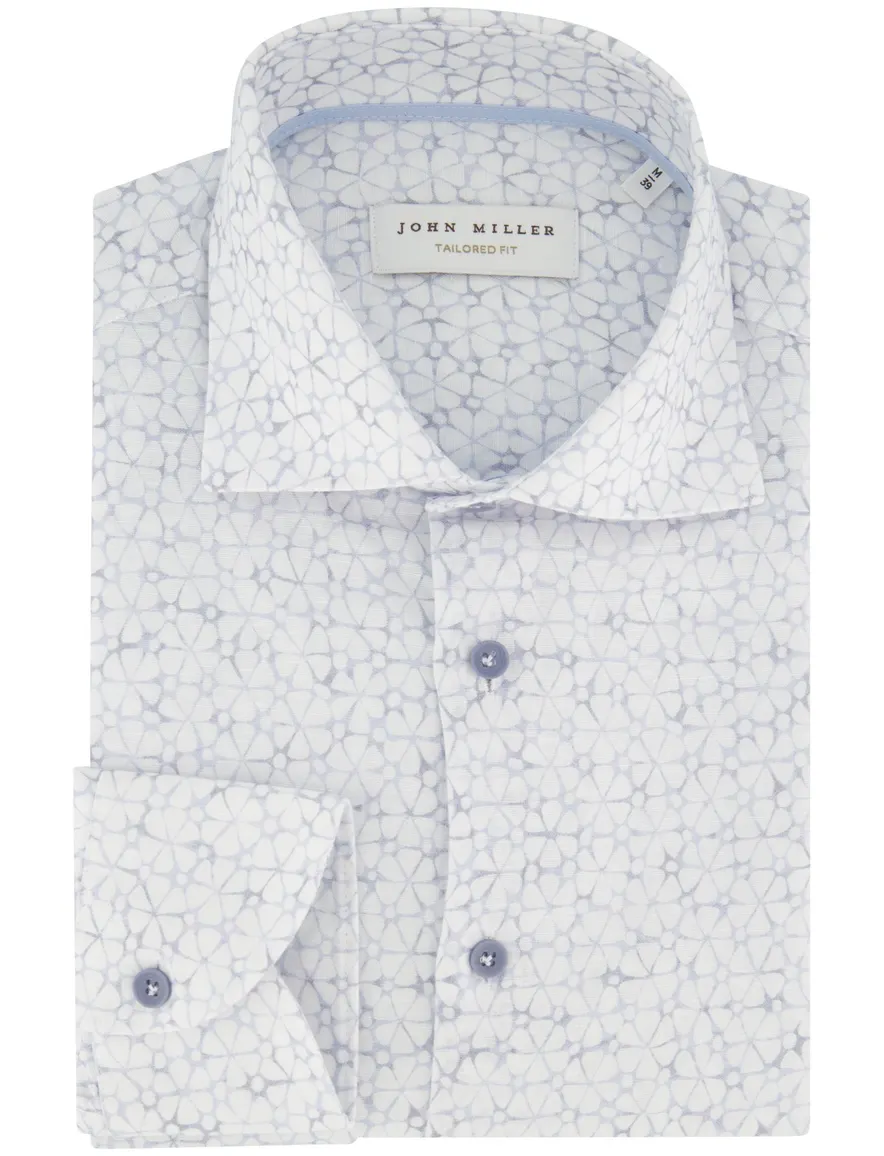 John Miller overhemd lichtblauw met bloemen print