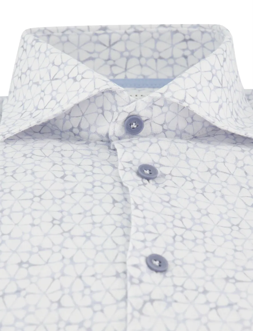 John Miller overhemd lichtblauw met bloemen print