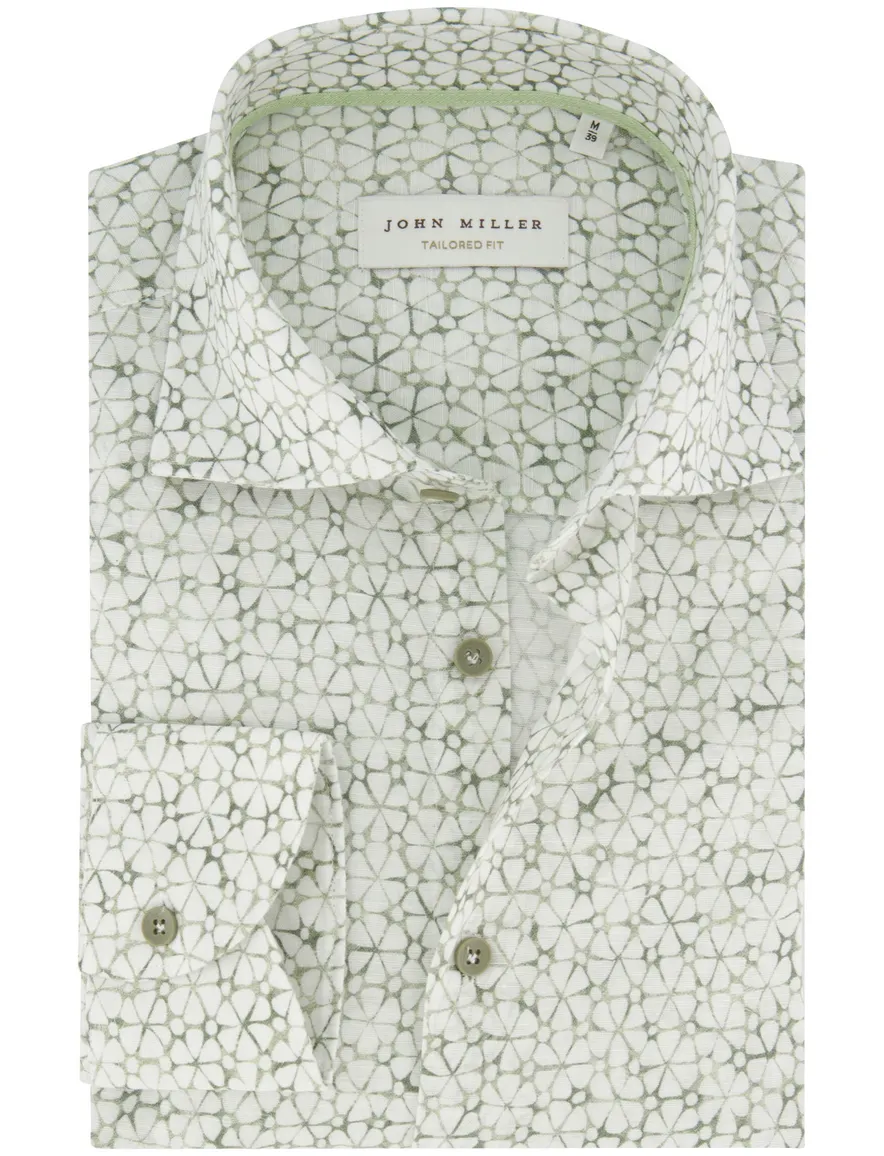 John Miller overhemd groen bloemen print