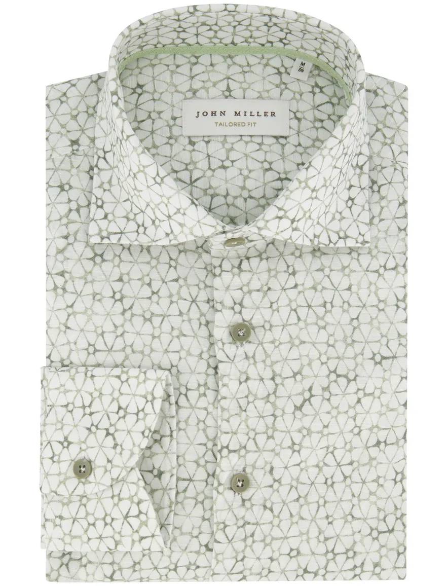John Miller overhemd groen bloemen print