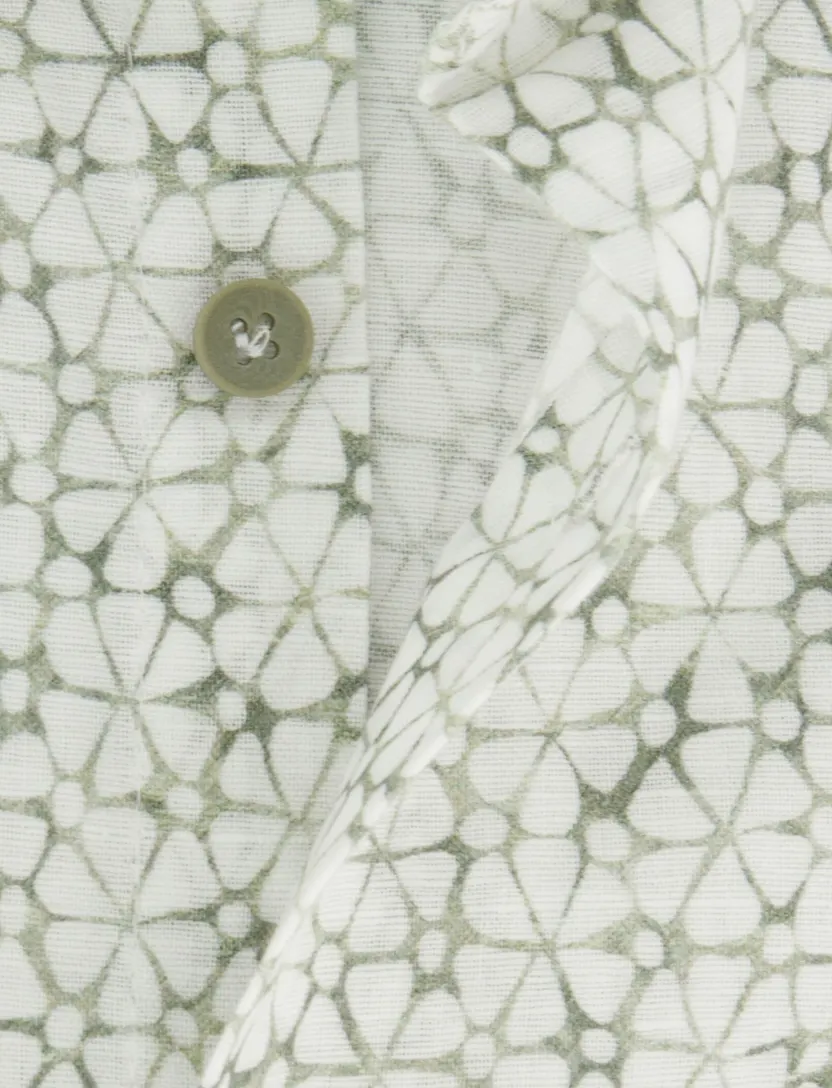 Overhemd John Miller groen bloemen mouwlengte 7