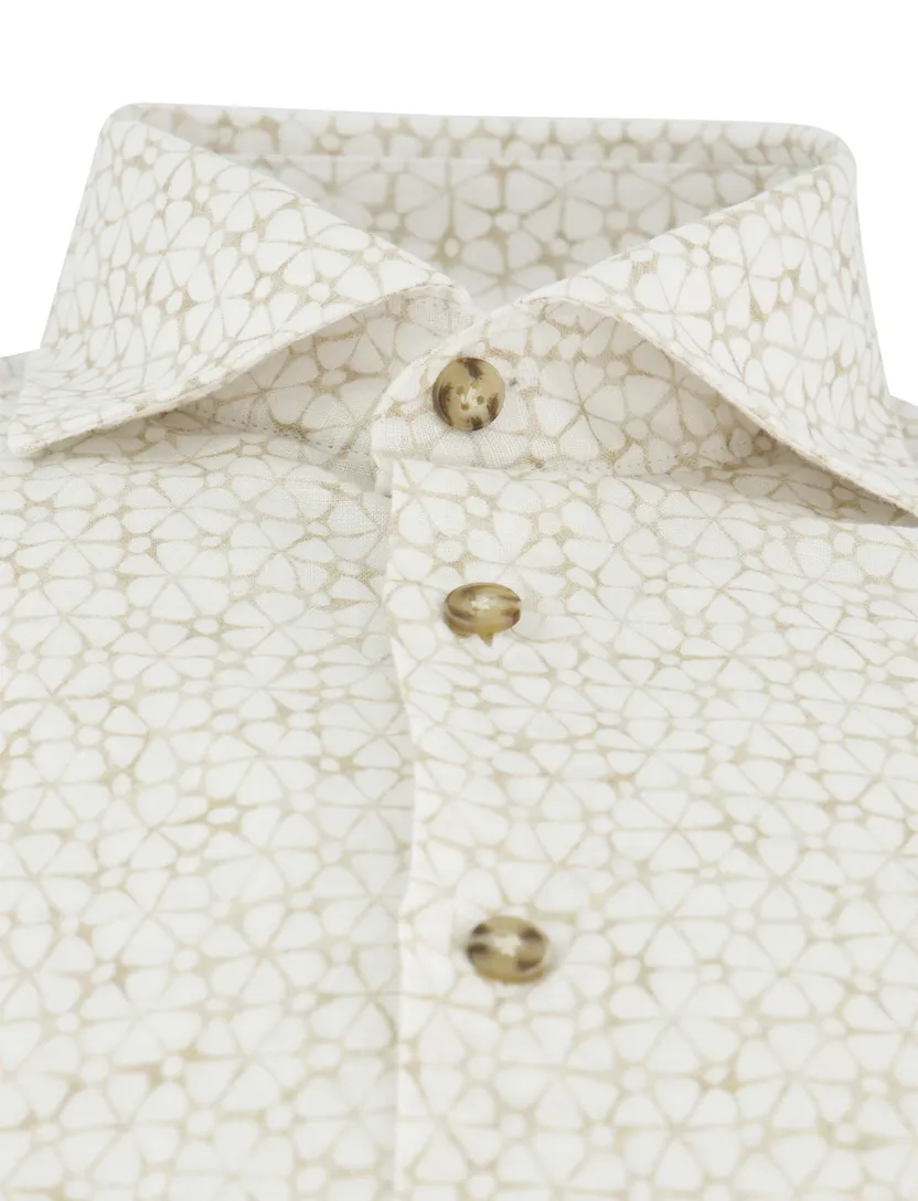 Overhemd John Miller beige bloemen print