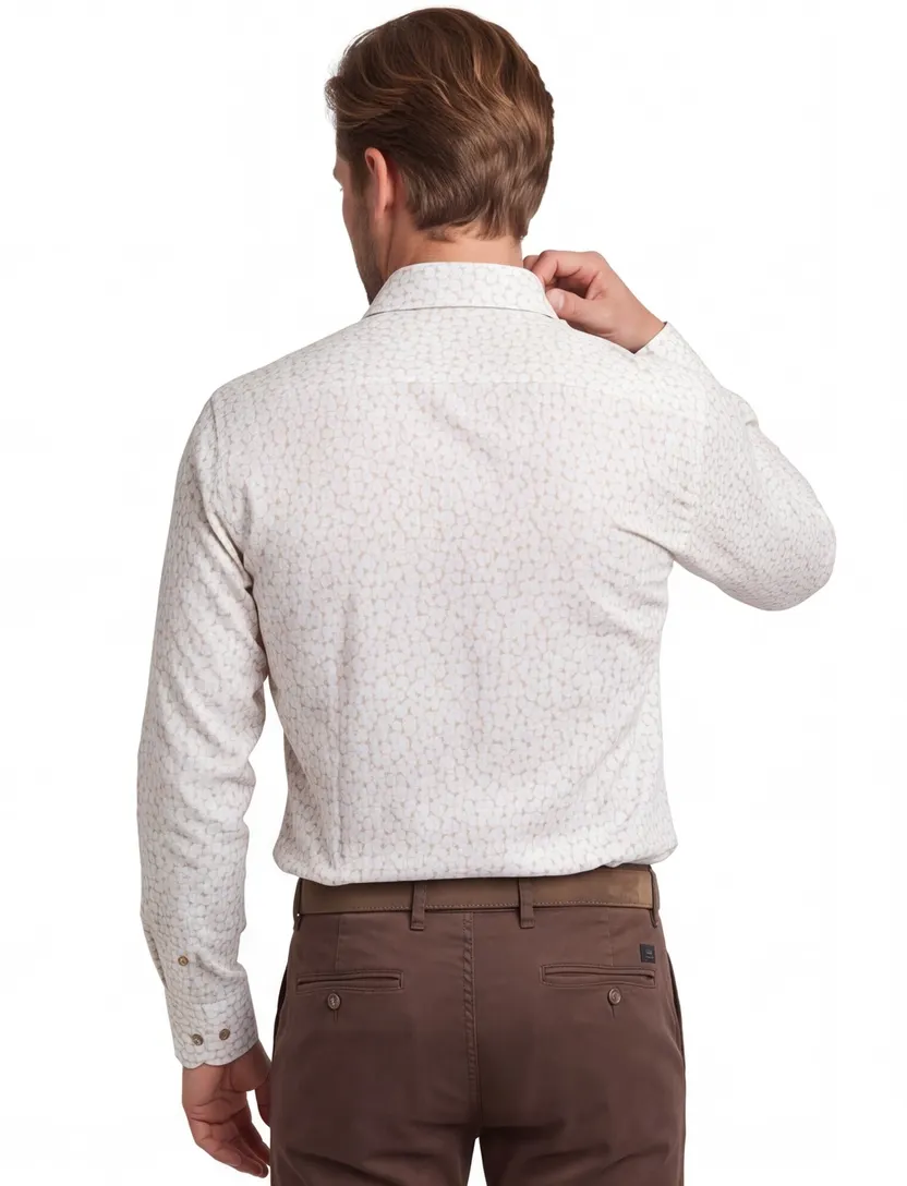 Overhemd John Miller beige bloemen print