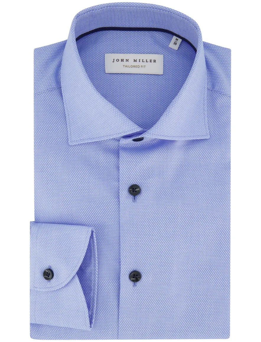 John Miller overhemd blauw geprint