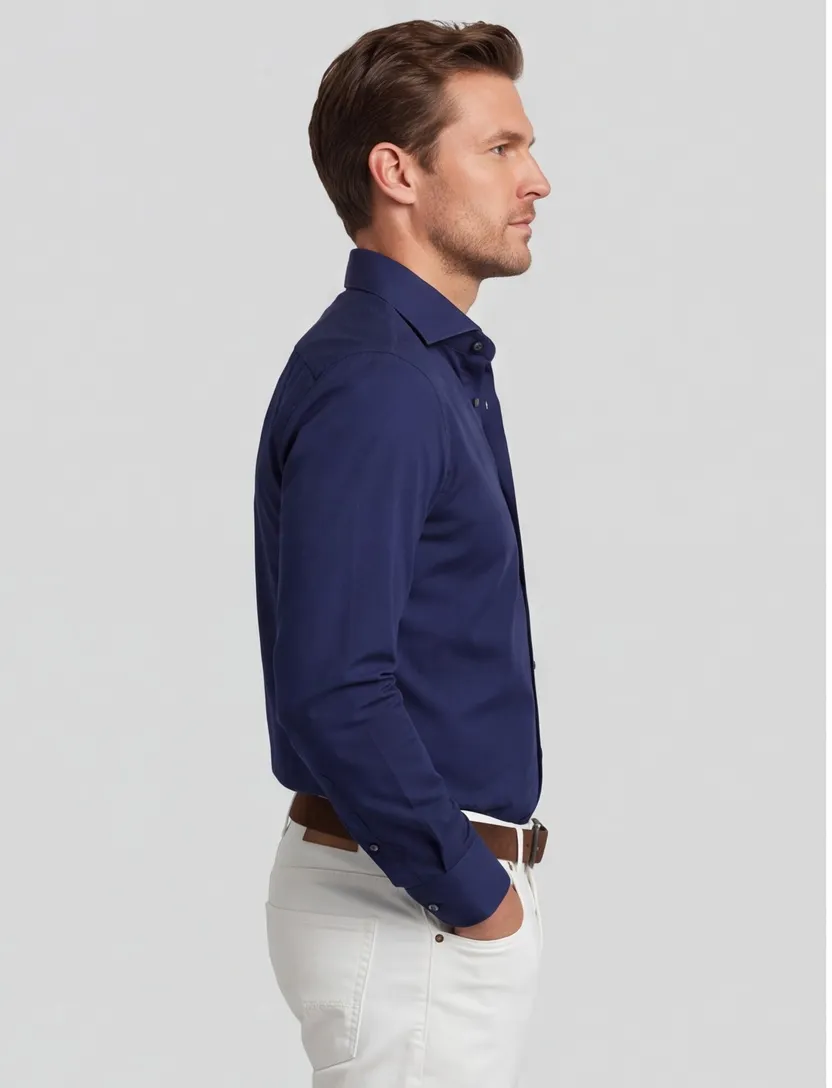 John Miller overhemd donkerblauw normale fit