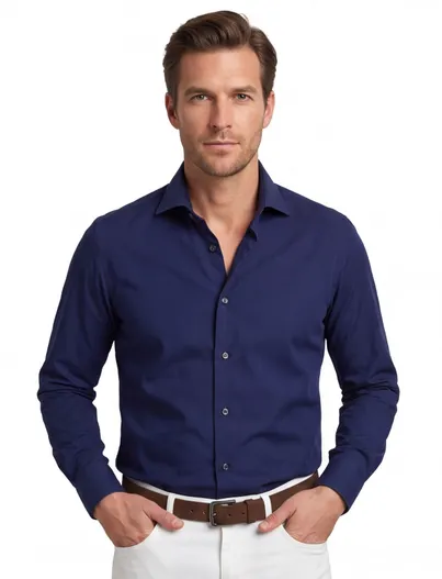John Miller John Miller overhemd donkerblauw normale fit