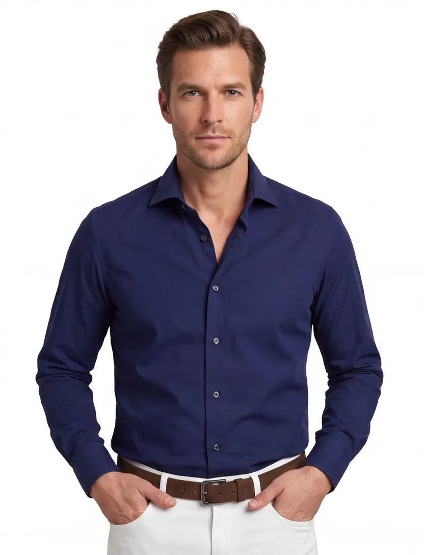 John Miller overhemd donkerblauw normale fit