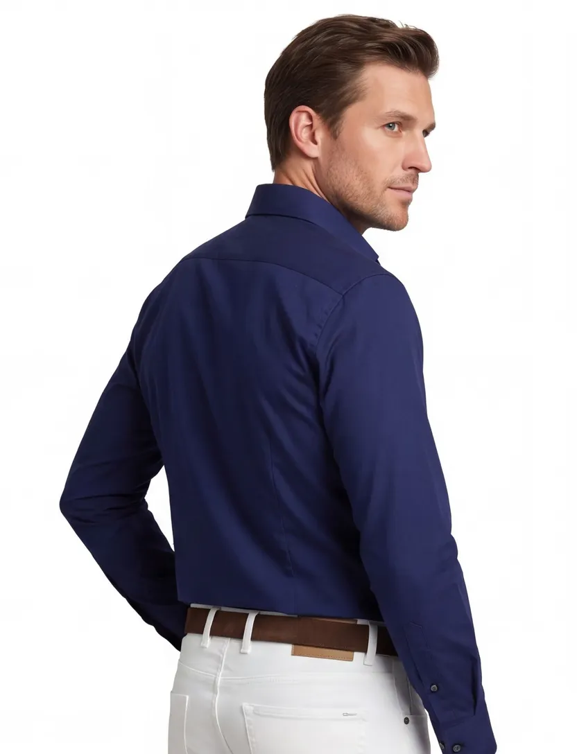 John Miller overhemd donkerblauw normale fit