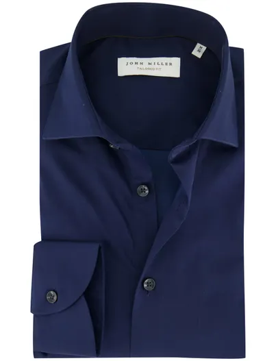 John Miller John Miller overhemd donkerblauw mouwlengte 7