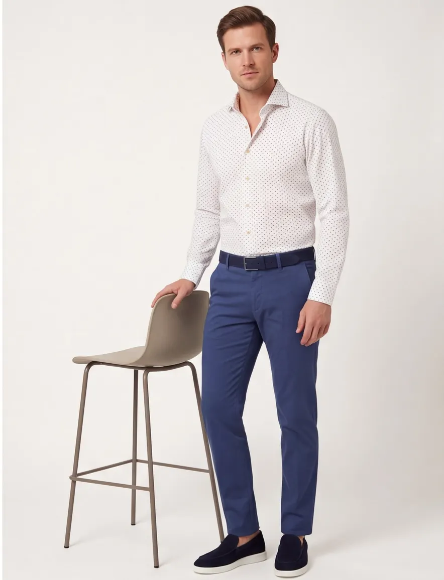 Ledub Modern Fit overhemden wit geprint