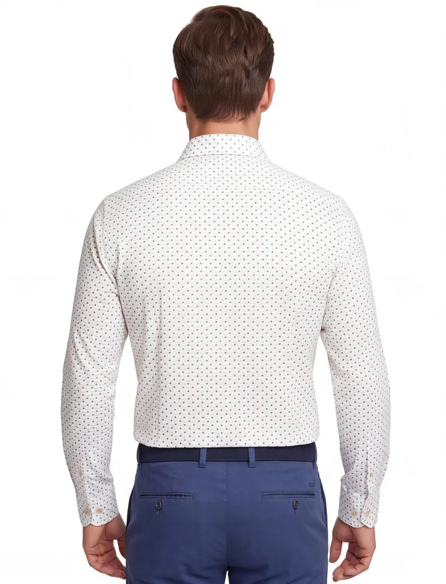 Ledub Modern Fit overhemden wit geprint