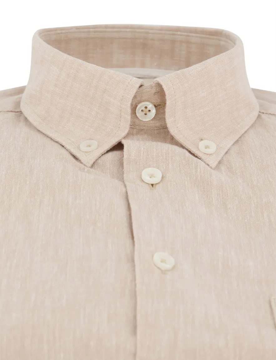Ledub Modern Fit overhemd beige gemêleerd
