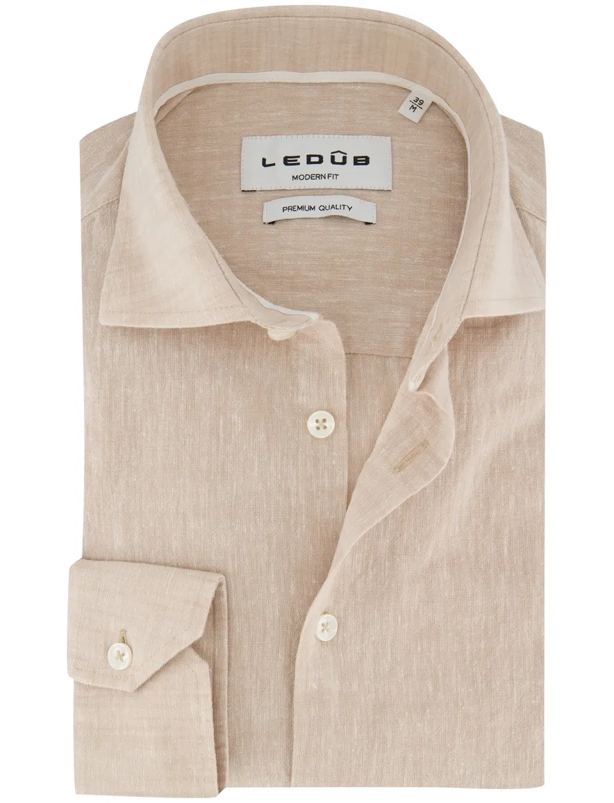 Ledub Shirt vrijetijd ml 5 Lichtbru 802009-62