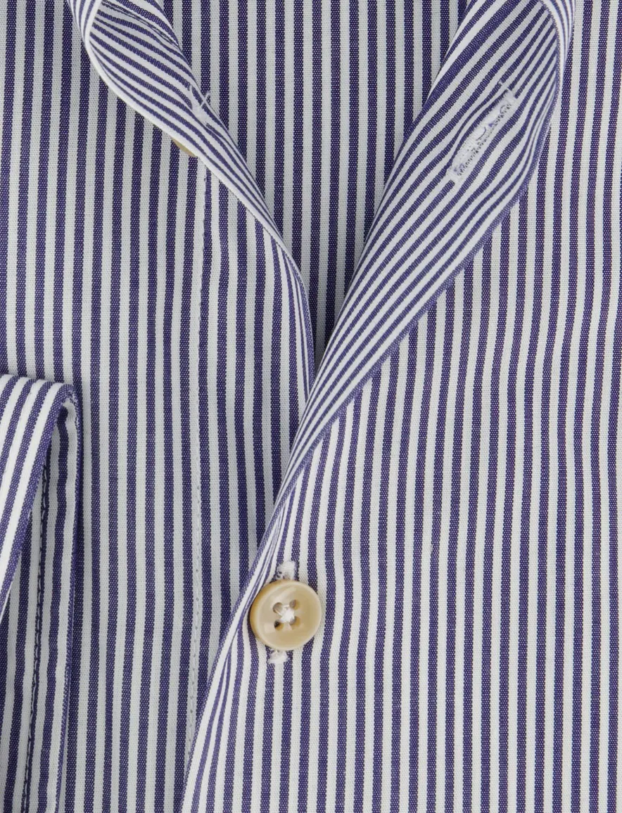Ledub Modern Fit overhemd gestreept donkerblauw