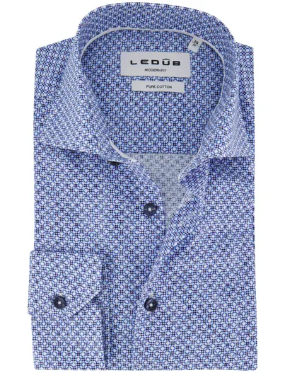 Ledub Overhemden Ledub Modern Fit blauw geprint