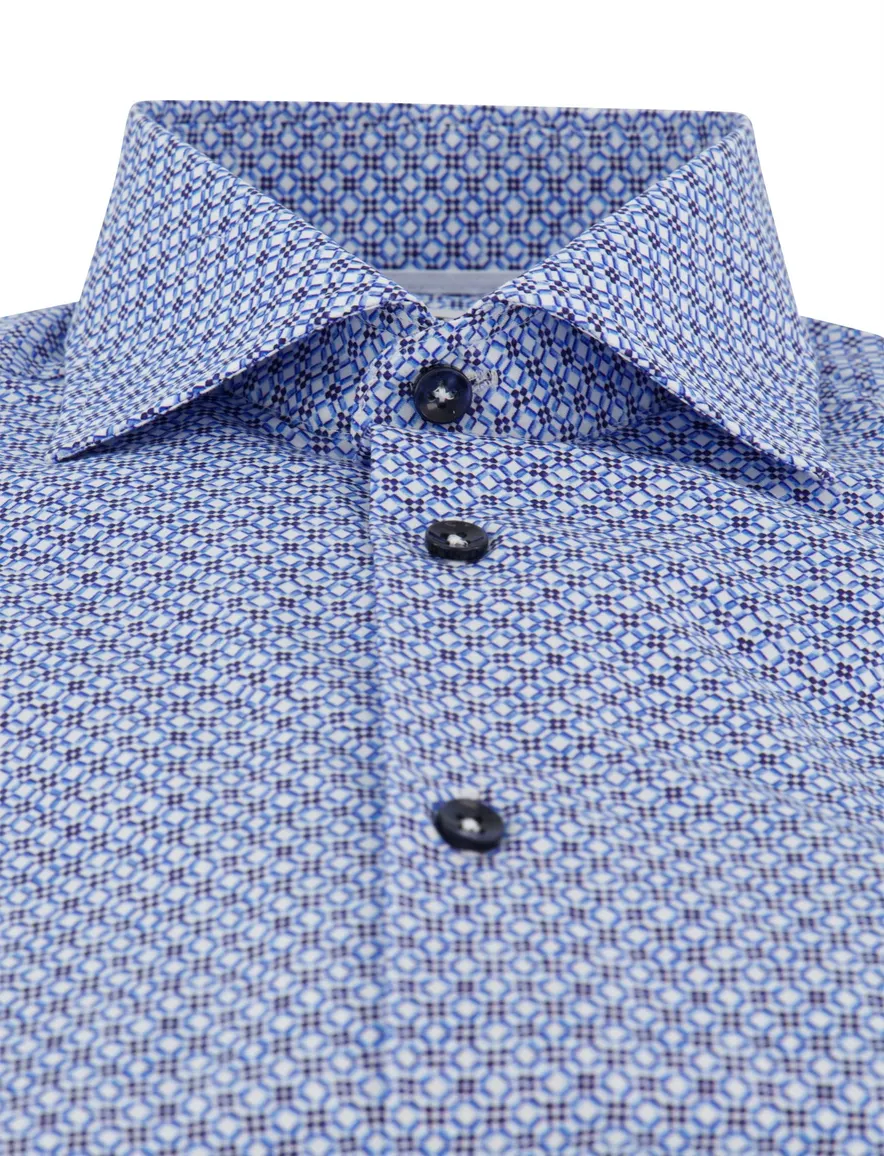 Ledub Modern Fit overhemd blauw geprint