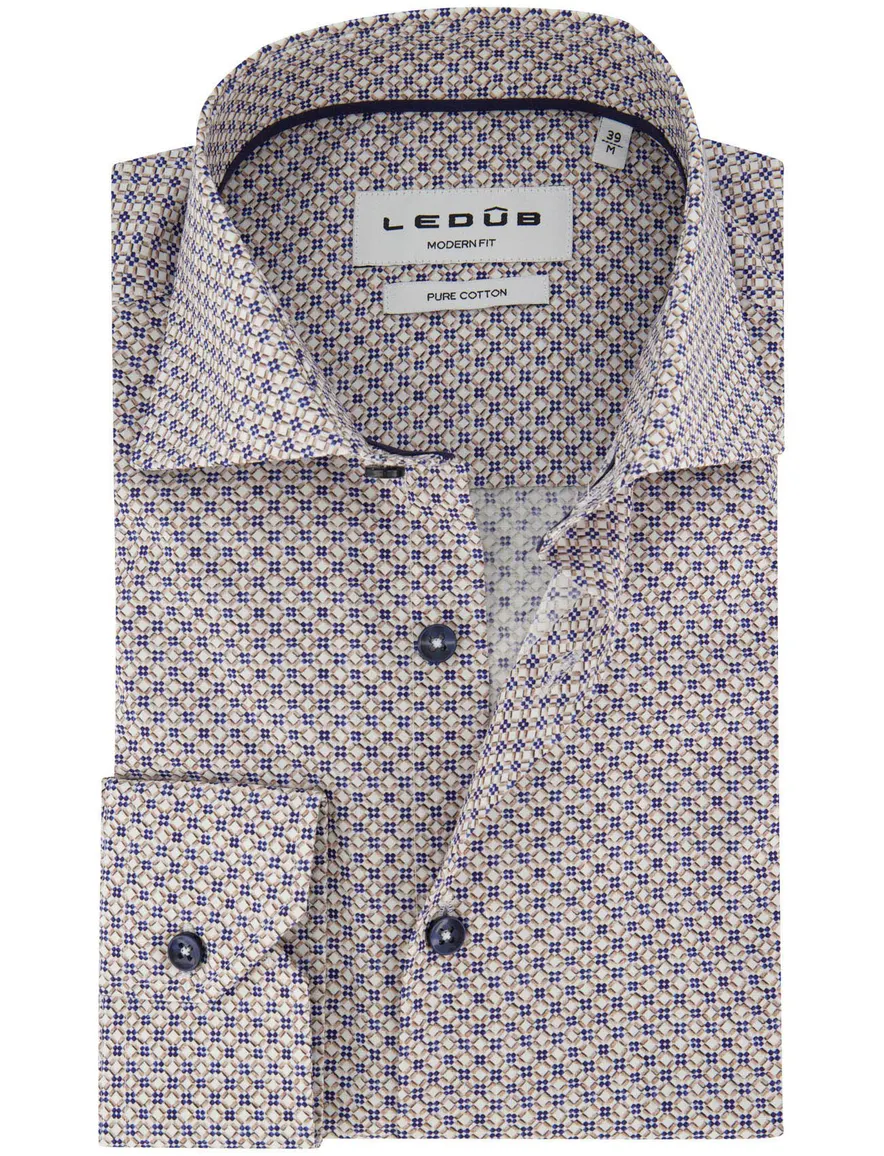 Ledub Shirt vrijetijd ml 5 Lichtbru 802014-62